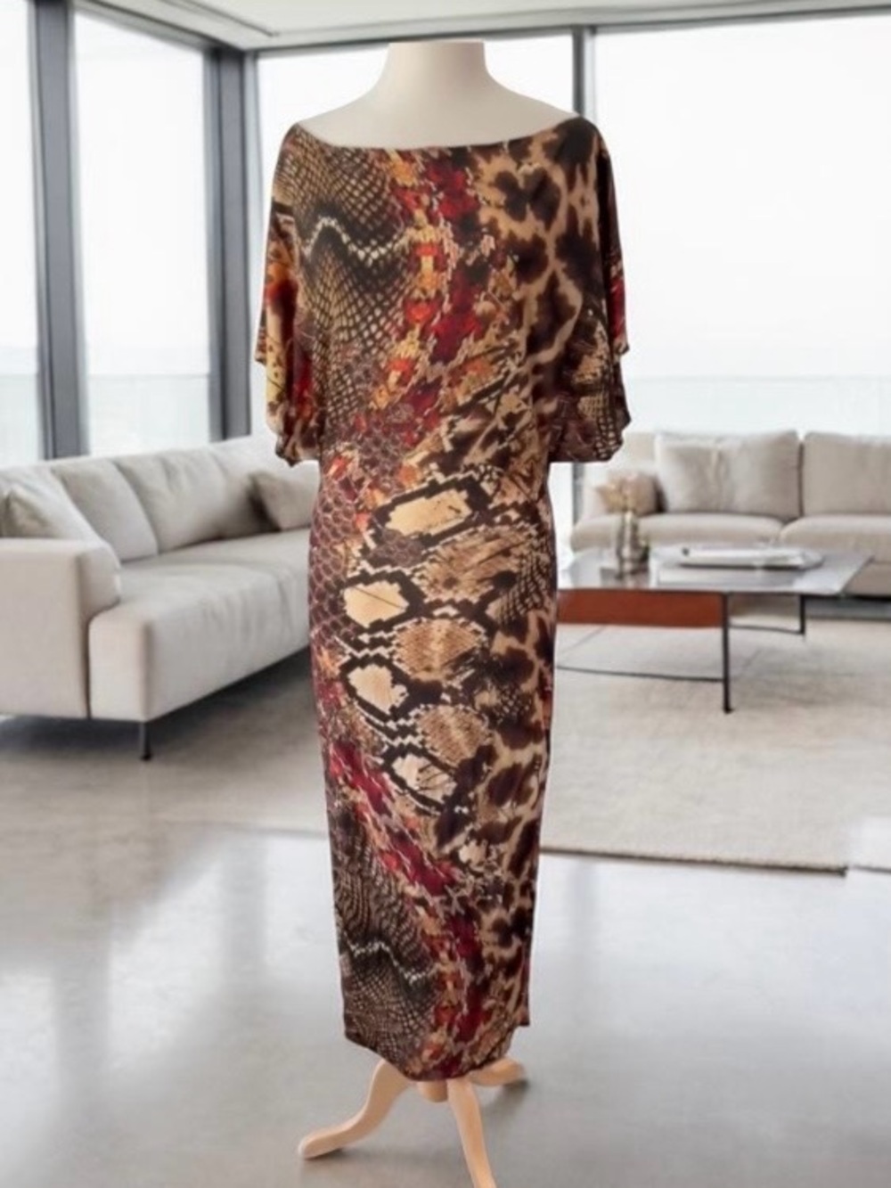 JUST CAVALLI ROBERTO CAVALLI Circa 2000 Print Midi Dress Size S/M